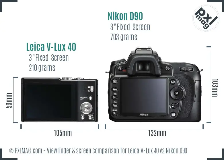 Leica V-Lux 40 vs Nikon D90 Screen and Viewfinder comparison