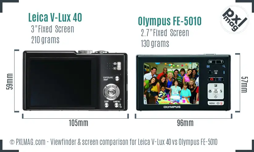 Leica V-Lux 40 vs Olympus FE-5010 Screen and Viewfinder comparison Leica V-Lux 40 vs Olympus FE-5010 Screen and Viewfinder comparison