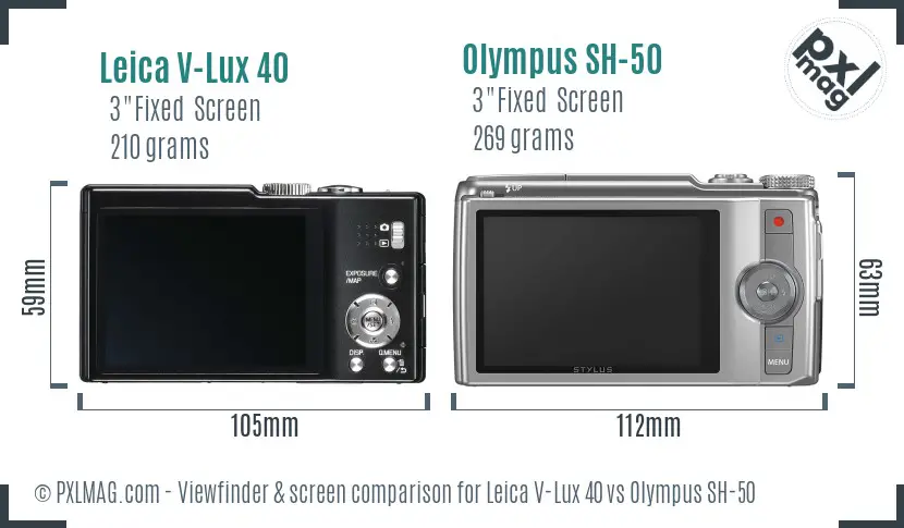 Leica V-Lux 40 vs Olympus SH-50 Screen and Viewfinder comparison Leica V-Lux 40 vs Olympus SH-50 Screen and Viewfinder comparison