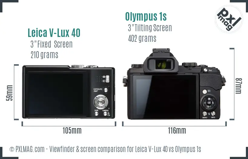 Leica V-Lux 40 vs Olympus 1s Screen and Viewfinder comparison Leica V-Lux 40 vs Olympus 1s Screen and Viewfinder comparison