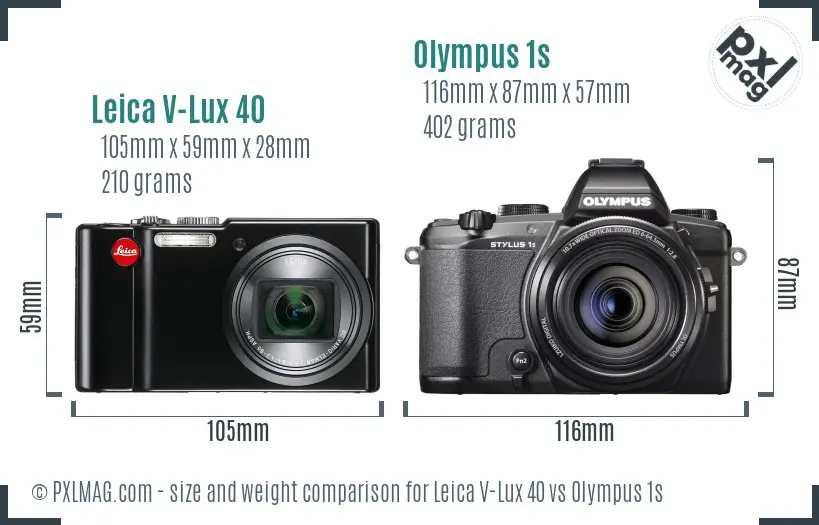 Leica V-Lux 40 vs Olympus 1s size comparison Leica V-Lux 40 vs Olympus 1s size comparison