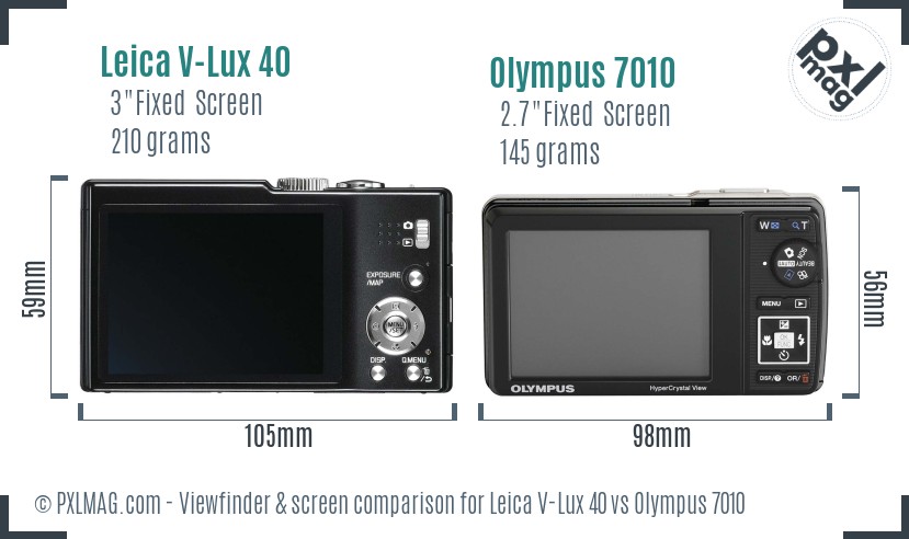 Leica V-Lux 40 vs Olympus 7010 Screen and Viewfinder comparison