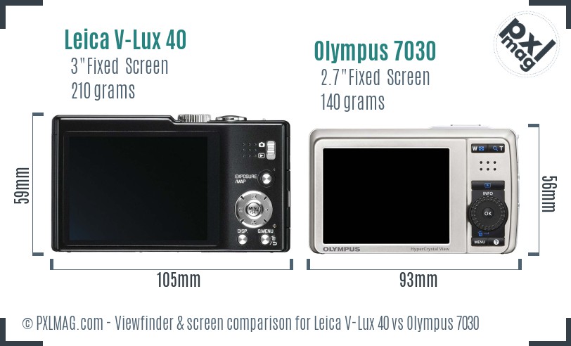 Leica V-Lux 40 vs Olympus 7030 Screen and Viewfinder comparison