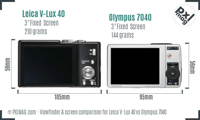 Leica V-Lux 40 vs Olympus 7040 Screen and Viewfinder comparison