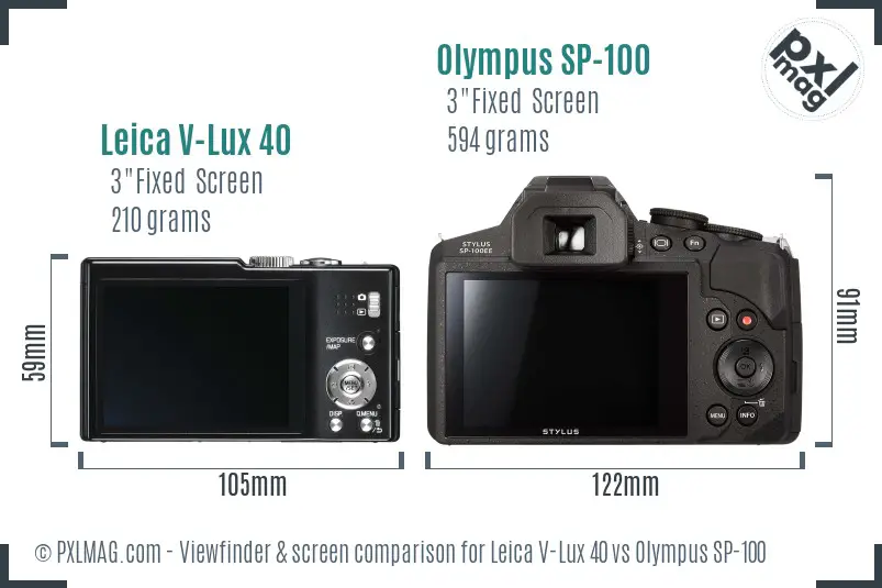 Leica V-Lux 40 vs Olympus SP-100 Screen and Viewfinder comparison Leica V-Lux 40 vs Olympus SP-100 Screen and Viewfinder comparison