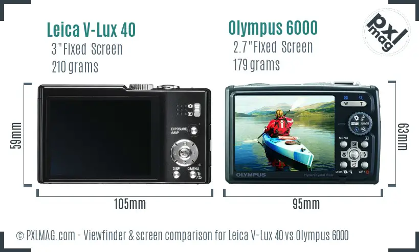 Leica V-Lux 40 vs Olympus 6000 Screen and Viewfinder comparison