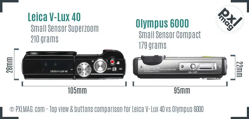 Leica V-Lux 40 vs Olympus 6000 top view buttons comparison