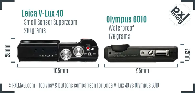 Leica V-Lux 40 vs Olympus 6010 top view buttons comparison