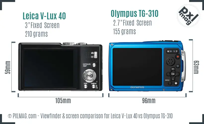 Leica V-Lux 40 vs Olympus TG-310 Screen and Viewfinder comparison Leica V-Lux 40 vs Olympus TG-310 Screen and Viewfinder comparison
