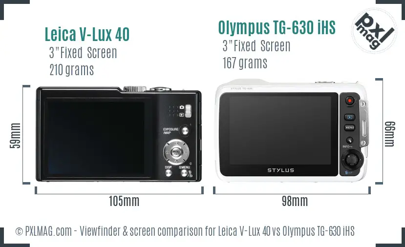 Leica V-Lux 40 vs Olympus TG-630 iHS Screen and Viewfinder comparison Leica V-Lux 40 vs Olympus TG-630 iHS Screen and Viewfinder comparison
