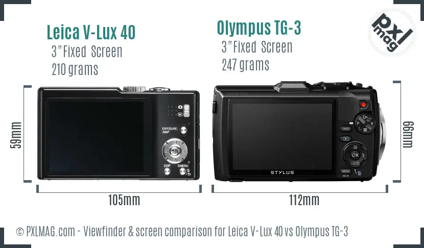 Leica V-Lux 40 vs Olympus TG-3 Screen and Viewfinder comparison Leica V-Lux 40 vs Olympus TG-3 Screen and Viewfinder comparison