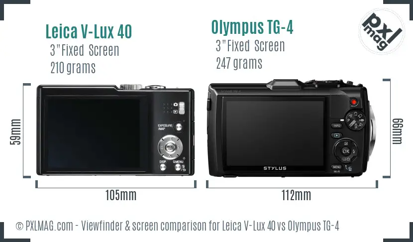 Leica V-Lux 40 vs Olympus TG-4 Screen and Viewfinder comparison Leica V-Lux 40 vs Olympus TG-4 Screen and Viewfinder comparison