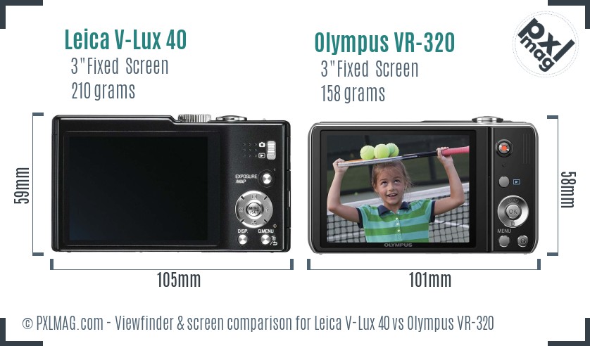Leica V-Lux 40 vs Olympus VR-320 Screen and Viewfinder comparison