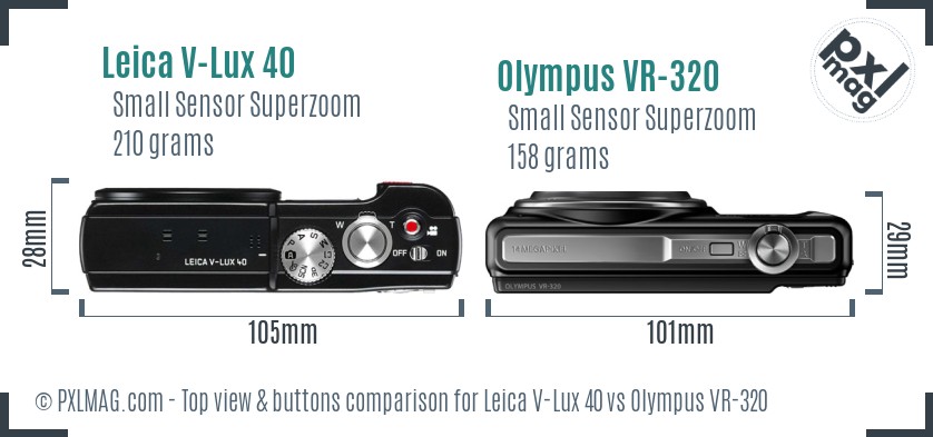 Leica V-Lux 40 vs Olympus VR-320 top view buttons comparison