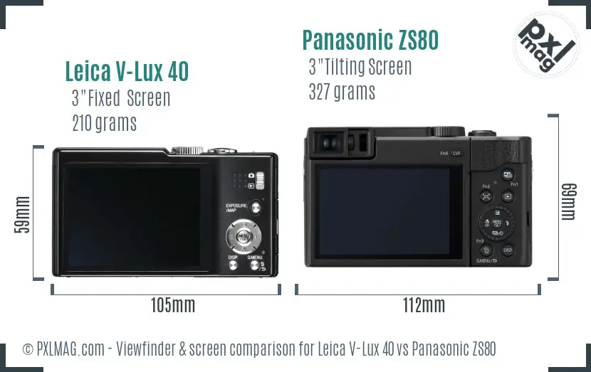 Leica V-Lux 40 vs Panasonic ZS80 Screen and Viewfinder comparison