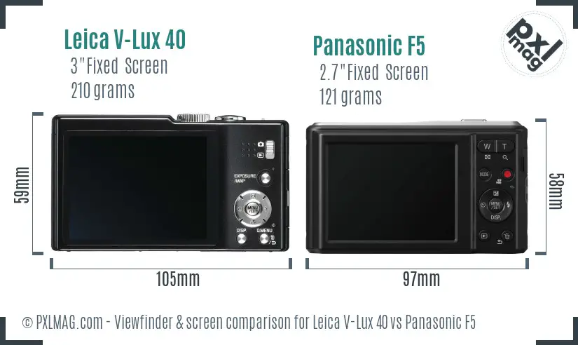 Leica V-Lux 40 vs Panasonic F5 Screen and Viewfinder comparison