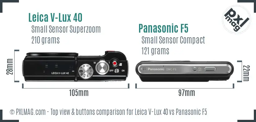 Leica V-Lux 40 vs Panasonic F5 top view buttons comparison