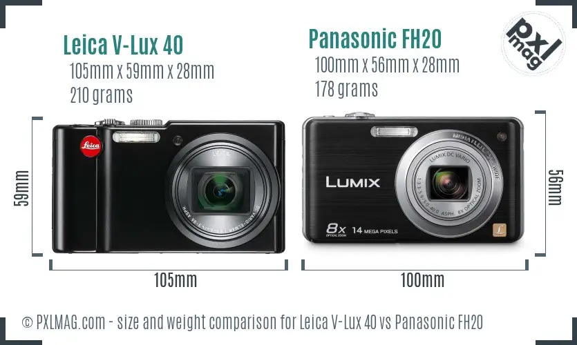 Leica V-Lux 40 vs Panasonic FH20 size comparison