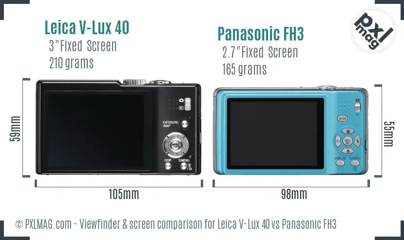 Leica V-Lux 40 vs Panasonic FH3 Screen and Viewfinder comparison