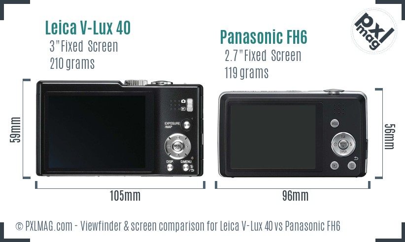 Leica V-Lux 40 vs Panasonic FH6 Screen and Viewfinder comparison