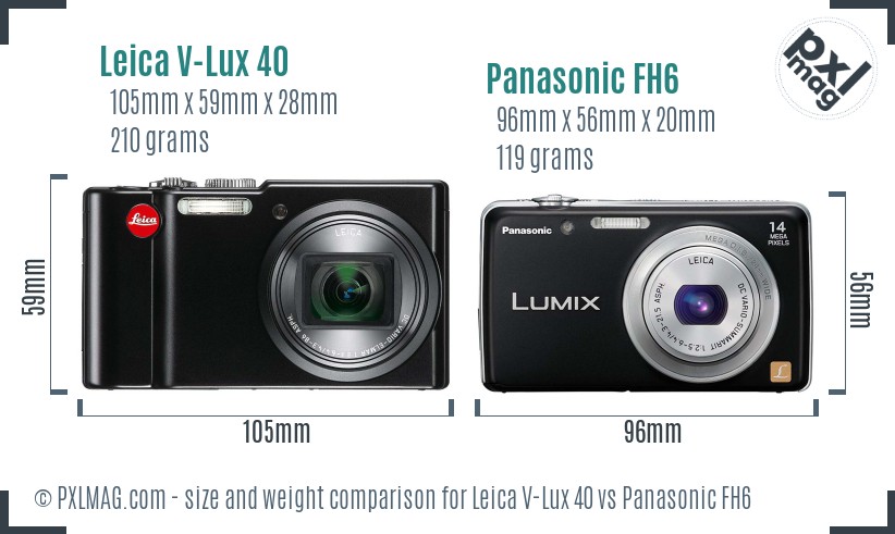Leica V-Lux 40 vs Panasonic FH6 size comparison Leica V-Lux 40 vs Panasonic FH6 size comparison