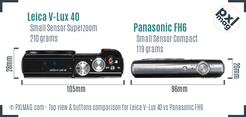 Leica V-Lux 40 vs Panasonic FH6 top view buttons comparison