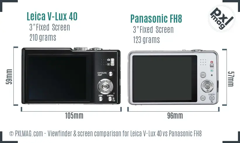 Leica V-Lux 40 vs Panasonic FH8 Screen and Viewfinder comparison