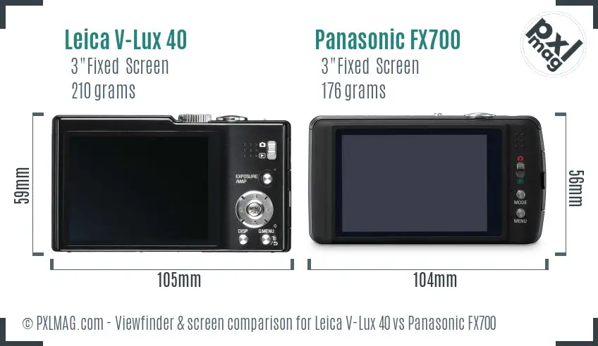 Leica V-Lux 40 vs Panasonic FX700 Screen and Viewfinder comparison