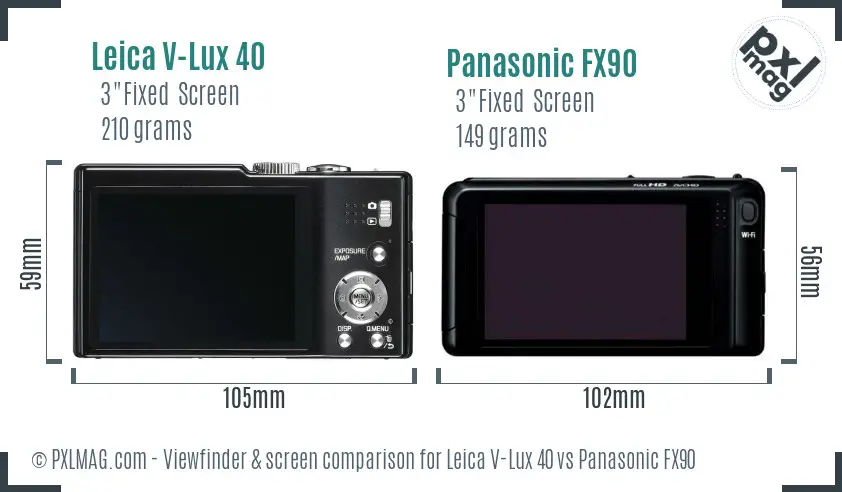 Leica V-Lux 40 vs Panasonic FX90 Screen and Viewfinder comparison Leica V-Lux 40 vs Panasonic FX90 Screen and Viewfinder comparison