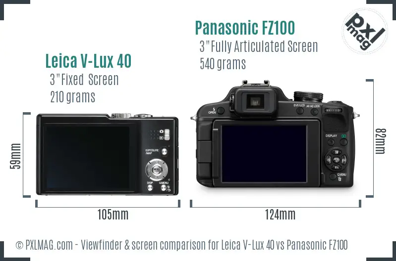 Leica V-Lux 40 vs Panasonic FZ100 Screen and Viewfinder comparison Leica V-Lux 40 vs Panasonic FZ100 Screen and Viewfinder comparison
