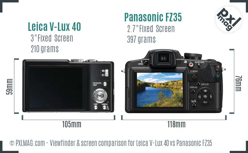 Leica V-Lux 40 vs Panasonic FZ35 Screen and Viewfinder comparison
