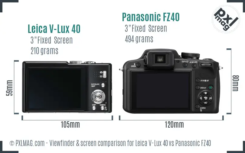 Leica V-Lux 40 vs Panasonic FZ40 Screen and Viewfinder comparison