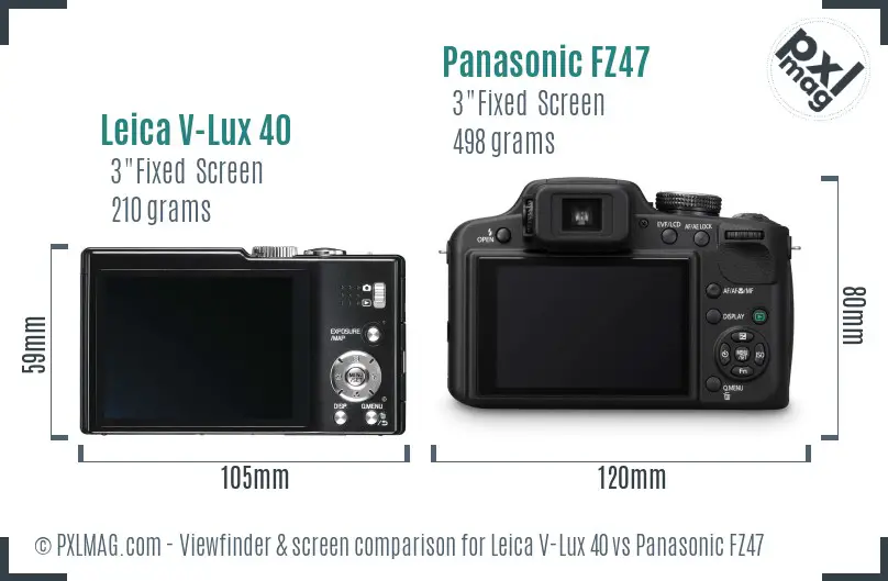 Leica V-Lux 40 vs Panasonic FZ47 Screen and Viewfinder comparison