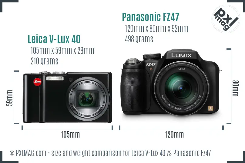 Leica V-Lux 40 vs Panasonic FZ47 size comparison