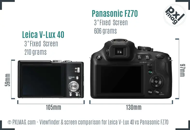 Leica V-Lux 40 vs Panasonic FZ70 Screen and Viewfinder comparison