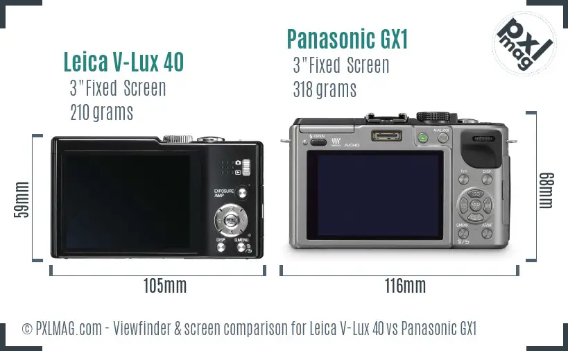Leica V-Lux 40 vs Panasonic GX1 Screen and Viewfinder comparison
