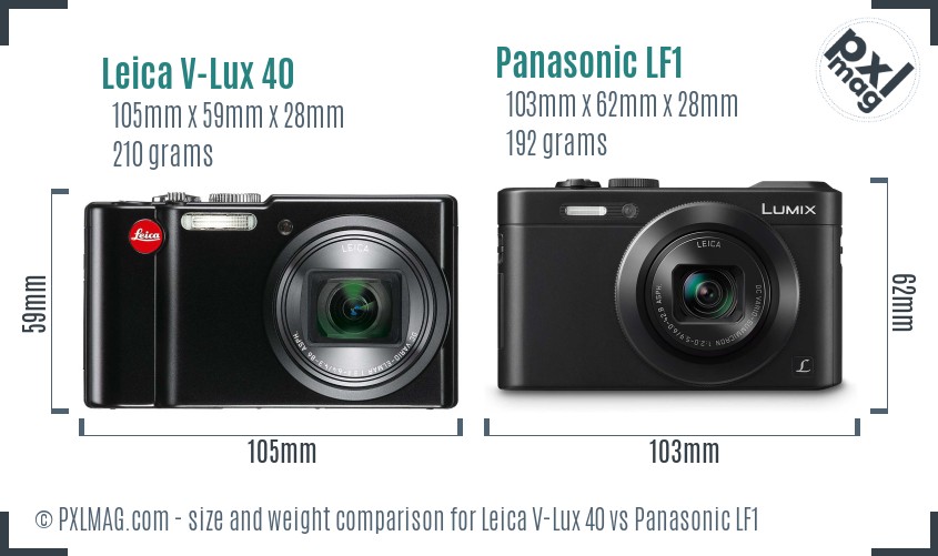 Leica V-Lux 40 vs Panasonic LF1 size comparison