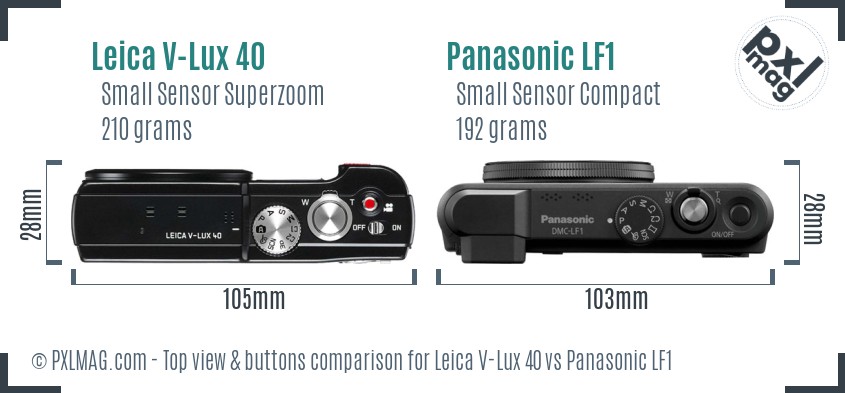 Leica V-Lux 40 vs Panasonic LF1 top view buttons comparison
