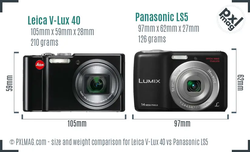 Leica V-Lux 40 vs Panasonic LS5 size comparison Leica V-Lux 40 vs Panasonic LS5 size comparison