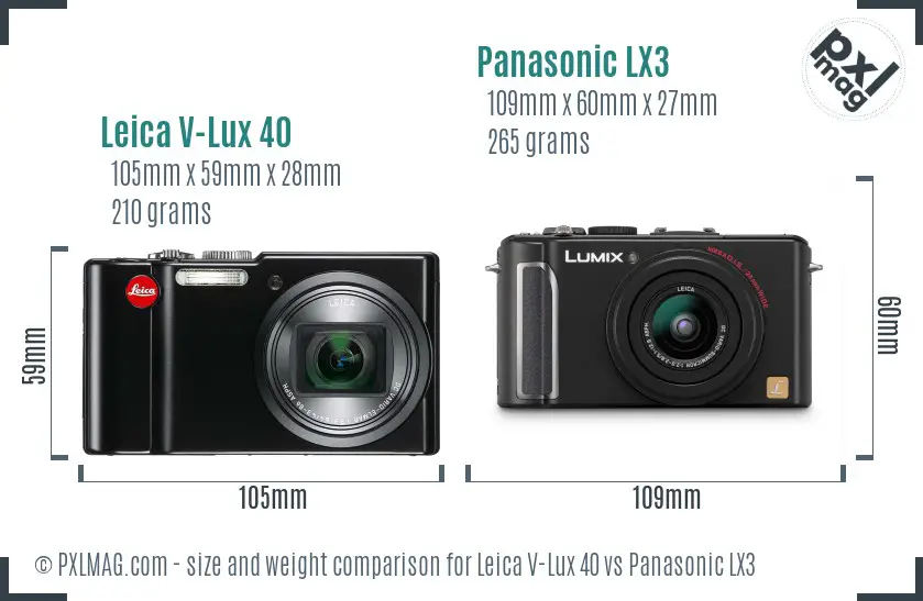 Leica V-Lux 40 vs Panasonic LX3 size comparison