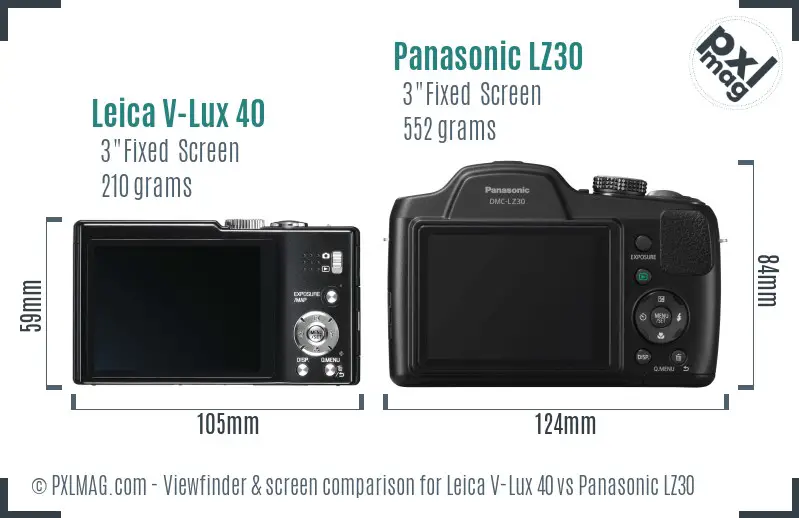 Leica V-Lux 40 vs Panasonic LZ30 Screen and Viewfinder comparison