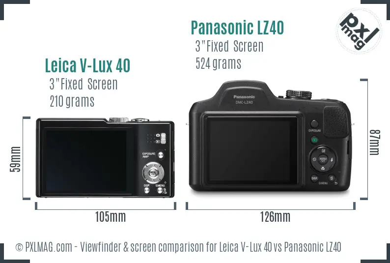 Leica V-Lux 40 vs Panasonic LZ40 Screen and Viewfinder comparison Leica V-Lux 40 vs Panasonic LZ40 Screen and Viewfinder comparison