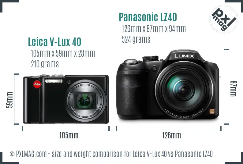 Leica V-Lux 40 vs Panasonic LZ40 size comparison Leica V-Lux 40 vs Panasonic LZ40 size comparison