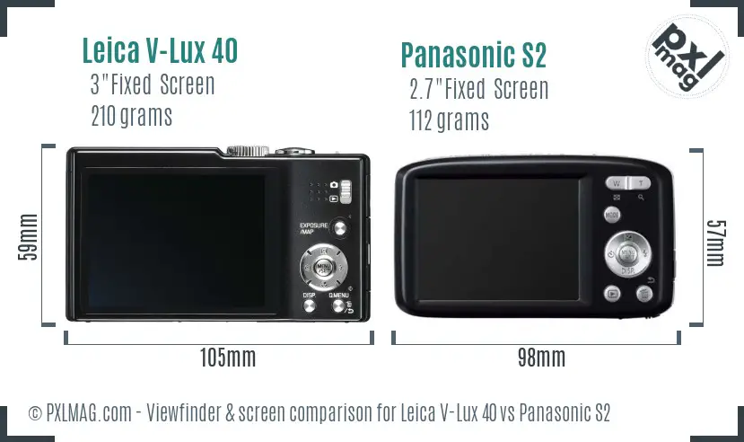 Leica V-Lux 40 vs Panasonic S2 Screen and Viewfinder comparison Leica V-Lux 40 vs Panasonic S2 Screen and Viewfinder comparison