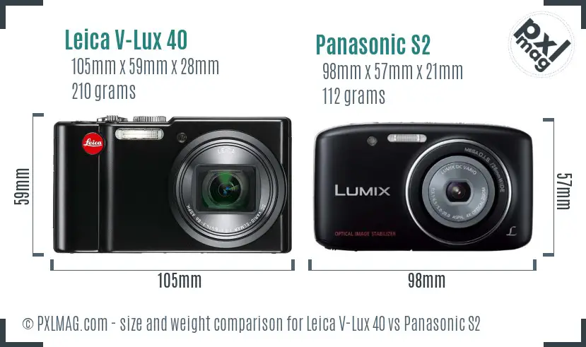 Leica V-Lux 40 vs Panasonic S2 size comparison Leica V-Lux 40 vs Panasonic S2 size comparison