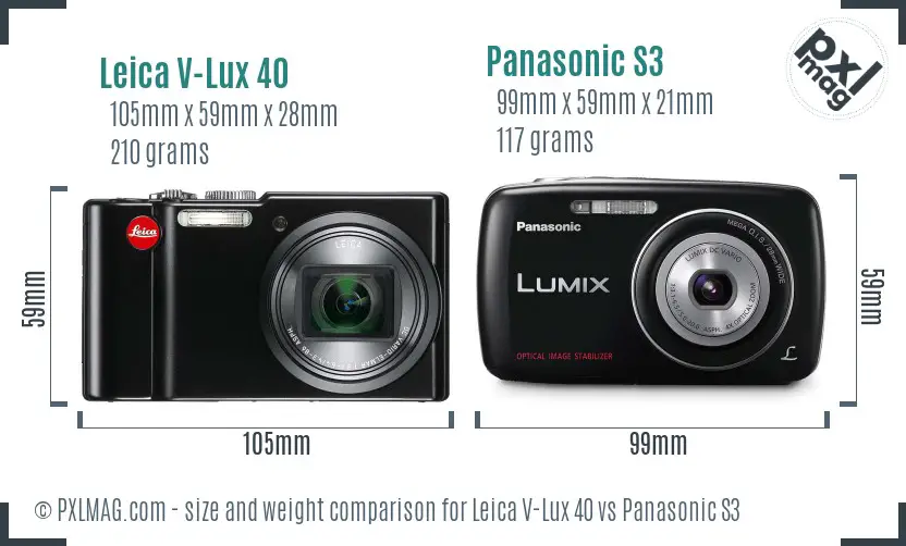 Leica V-Lux 40 vs Panasonic S3 size comparison