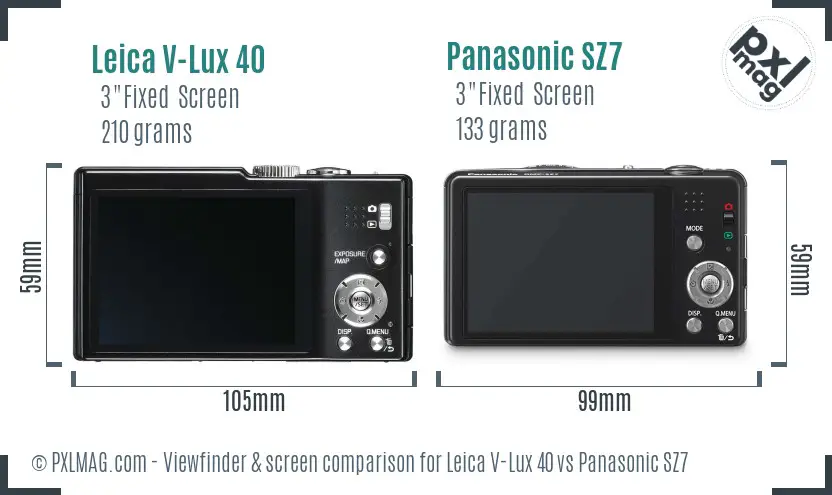 Leica V-Lux 40 vs Panasonic SZ7 Screen and Viewfinder comparison