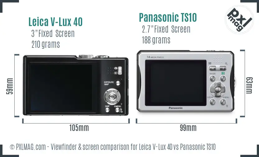 Leica V-Lux 40 vs Panasonic TS10 Screen and Viewfinder comparison