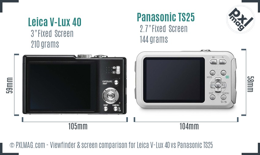 Leica V-Lux 40 vs Panasonic TS25 Screen and Viewfinder comparison