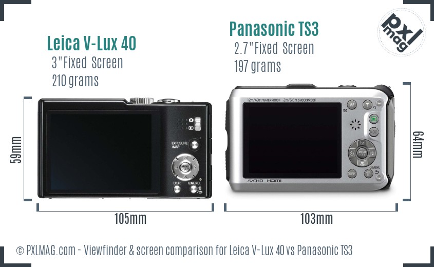 Leica V-Lux 40 vs Panasonic TS3 Screen and Viewfinder comparison